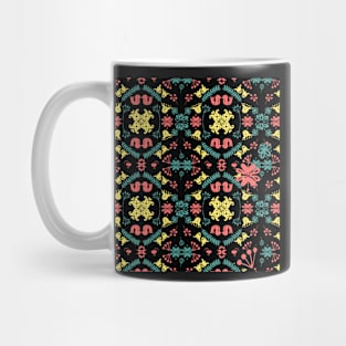 scandi  love birds tile yellow coral black Mug